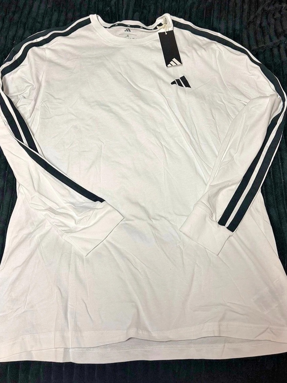 adidas Adicolor Classics 3-Stripes Long Sleeve Tee White & Black Medium